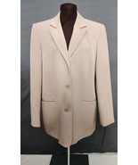 HW New York Women’s Jacket 10 Tan Button Front Blazer Lined Viscose Blen... - $39.95