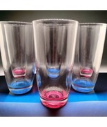 Set Of 4 Crisa 12 Oz Drinking Glasses Weighted Bottoms Stackable Neon Pi... - £21.04 GBP