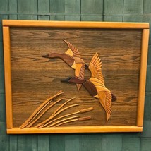 Vintage Intarsia Wall Art Ken Roberts Multi Wood Drake 1990 Signed Artwork Large - $139.90