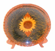 1993 Redware Large Plate Glazed with Central Sunflower Decoration By Ned Foltz - £62.20 GBP