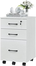 Panana 3 Drawer Wood Mobile File Cabinet, Small File Cabinet For Home Office - £82.02 GBP