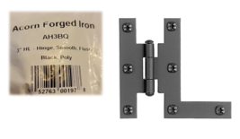 Acorn Pair of Forged Iron H - L Style Cabinet Hinges - 3&quot; H X 3 5/16&quot; W,... - $9.90