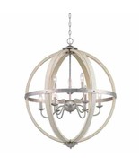 Keowee 28-1/4 in. 9-Light Silver Coastal Farmhouse Orb Chandelier Light ... - £123.77 GBP