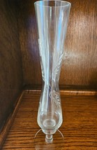 Vintage Clear Glass Stem Bud Vase, Etched Flower and Leaves 11.25&quot; Tall - $356.03 MXN