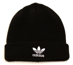 Adidas Black Trefoil Knit Cuff Beanie Women&#39;s One Size NWT - £35.03 GBP