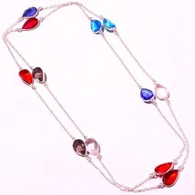 Multi Cut Stone Gemstone Black Friday Gift Necklace Jewelry 36" SA 3596 - £3.98 GBP