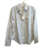 NWT Faherty Malibu Striped Long Sleeve Button Down Shirt Women XS Linen ... - $60.78