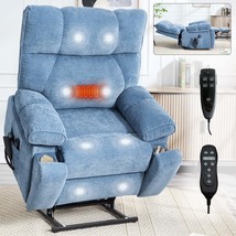 Blue Heat Massage Power Lift Recliner, Dual Motor, 350 LBS, Cupholders - $607.99
