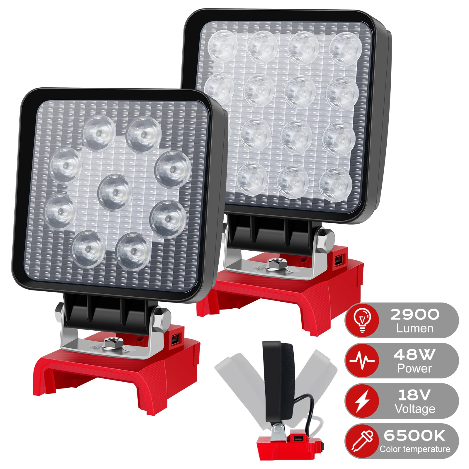 LED Work Light 48W 16LED Floodlight Cordless Portable Lights Outdoor Emergency L - £73.86 GBP
