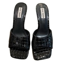 Steve Madden Signal Black Crocodile Shoes Womens Size 10M Open Square Toe - $27.00