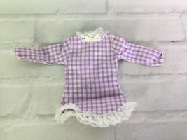 Mattel Doll Clothing Genuine Barbie 80s 90s Fashion Purple White Gingham Dress - £8.17 GBP