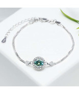 GRA Certified Round Halo 0.5ct Green Moissanite S925 Gold Plated Bracelet - $75.00