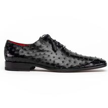 Criss Genuine Ostrich Quill Classic Dress Shoes Oxford Black image 2