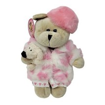 Starbucks Bearista Bear Girl Plush w/ Dog Fur Coat Pink Hearts 2006 w/ Tag - $14.99