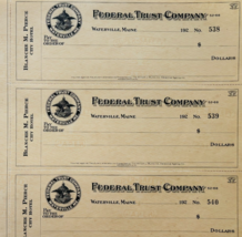 1920 Federal Trust Checks Lot of 3 City Hotel Waterville Maine 538-540 F... - $29.99