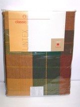 Lintex Tablecloth Harvest Blocks Green Gold Brown 70&quot; Round New Home - £25.55 GBP