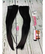 16in Straight Short 4 PCS Set Thick Clip in Hair Extensions Black - £18.67 GBP