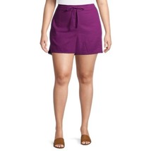 Shorts 3X women&#39;s ruffle edge high rise Linen blend relaxed fit purple - £7.00 GBP