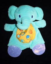 Bright Starts Security Blanket Elephant 9&quot; Teether Rattle Soft Toy Crinkle Blue - $9.75