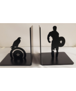 Marvel Captain America Metal Black Bookends For Heavy Books - $89.76 CAD