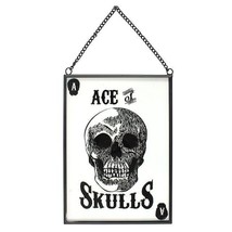 Glass Ace Of Skulls Hanging Sign H:18.00cm x W:13.00cm x D:0.30cm - £9.38 GBP