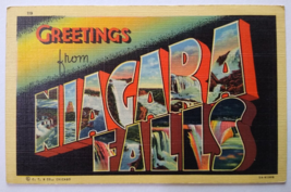 Greetings From Niagara Falls New York Large Letter Postcard Linen Curt Teich - £7.80 GBP