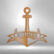 Personalized Fancy Anchor Banner Steel Sign Steel Art Wall Metal Decor - £41.60 GBP+