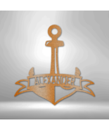 Personalized Fancy Anchor Banner Steel Sign Steel Art Wall Metal Decor - £41.05 GBP+