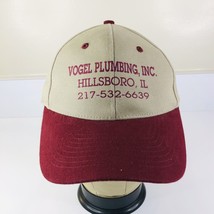 Vogel Plumbing Tan Red Baseball Cap Hat Four Seasons Vintage Illinois - £6.33 GBP