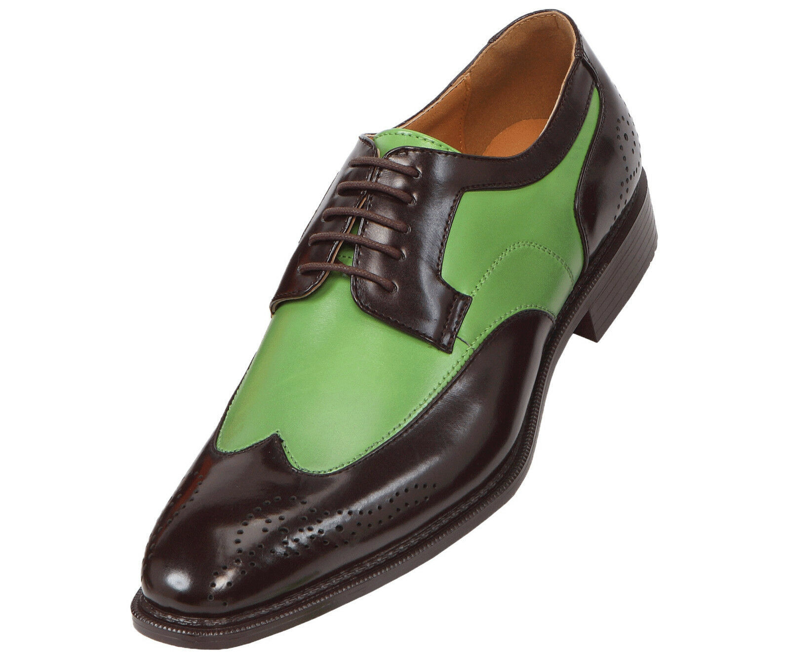 Men Two Tone Brogues Toe Wing Tip Lace Up Oxford Real Leather Shoes US 7-16