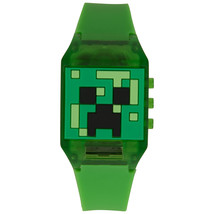 Minecraft Creeper LCD Kids Digital Wrist Watch with Rubber Dial Green - £15.62 GBP