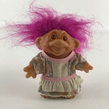 Dam Treasure Troll 5&quot; Doll Figure Purple Hair Floral Dress Vintage 1986 ... - £30.99 GBP