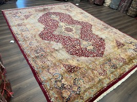 Kirman Deluxe Rug 9x12 Floral Medallion Wool Authentic Carpet Maroon Blue Beige - £2,216.42 GBP