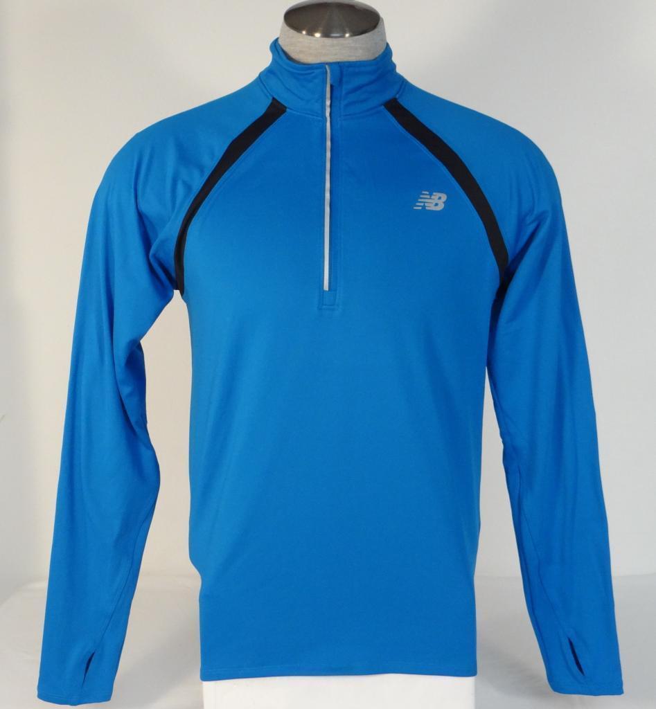 New Balance NB Dry NB Heat Blue 1/2 Zip Long Sleeve Running Shirt Men's NWT - $74.99