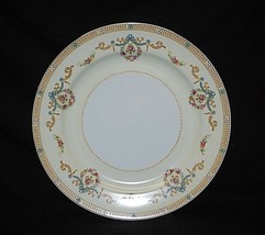 Vintage 1930&#39;s Noritake Tybalt 10&quot; Dinner Plate Floral Swags Blue Ribbon Yellow - £15.56 GBP