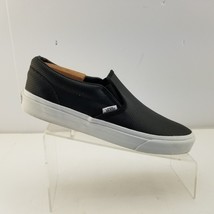 Vans Slip On Shoes Mens 9.5 Womens 11 Black Leather Asher Perforated Casual - $32.87