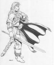 Original RPG Art by Fred &quot;Phred&quot; Rawles; King Arthur Knight Warrior with... - $69.25