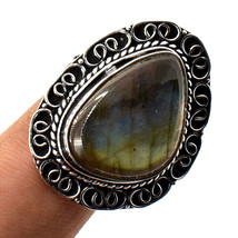 Blue Fire Labradorite Vintage Style Gemstone Fashion Ring Jewelry 8.25&quot; ... - £3.90 GBP