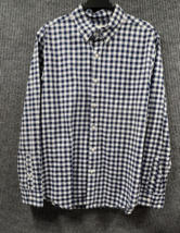 American Eagle Shirt Mens Large Blue White Plaid Button Down Cotton Long Sleeve - £14.07 GBP