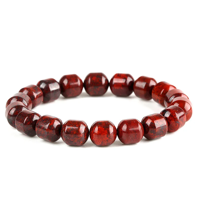 Wholesale Red Chicken Blood Natural Stone Bracelet Drum Beads Hand Row For Women - £30.23 GBP