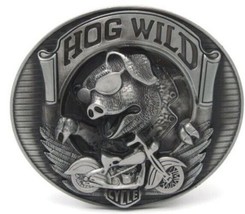 Hog Wild Motorcycle Biker Belt Buckle Metal BU203 - $9.95