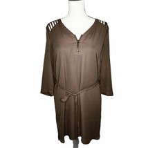 Forever 21 Womens Size Medium Brown Cut Out Shoulders Brown Belted Dress - £10.83 GBP