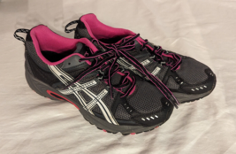 Asics Gel-Venture 3 Running Shoes Women’s Size 8.5 Black Pink T283N EUC - £17.01 GBP