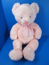 Russ Baby Berrie Pink Plush Bear &quot;Puffs&quot; W/Plaid Bow 15” Rattle Stuffed ... - $30.00