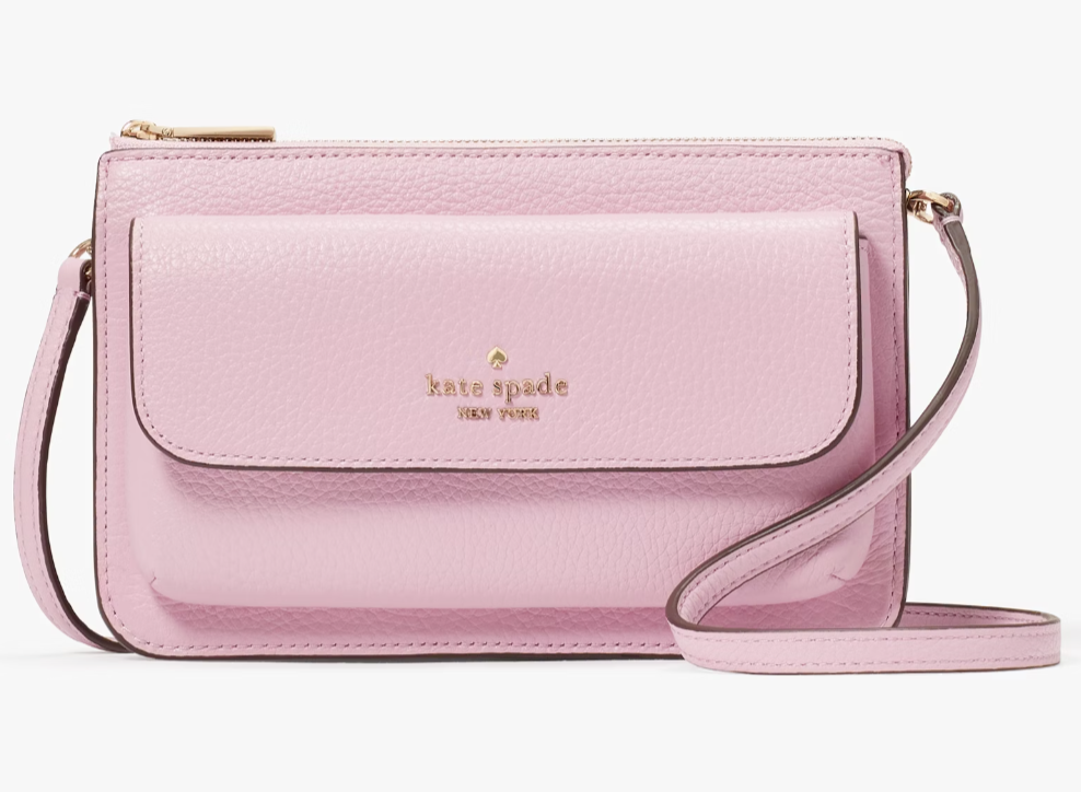 Kate Spade Pebbled Leather Small Leila Crossbody Bag Quartz Pink
