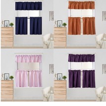 Window Dressing Kitchen Curtain Solid Lined Blackout Drape Treatment 3PC... - $24.99