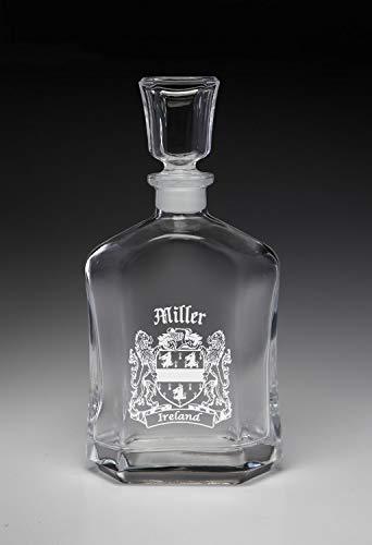 Miller Irish Coat of Arms Whiskey Decanter (Sand Etched) - $54.00