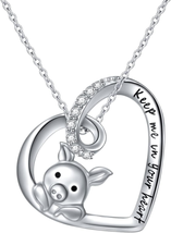 Mothers Day Gifts for Mom Wife,  Pig-Heart Pendant Necklace, 925 Sterling Silver - £33.39 GBP