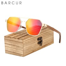 Polarized Brand Design Zebra Wood Temple Women Sunglasses Hexagon Metal ... - £30.46 GBP