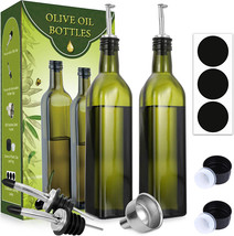 [2 Pack] 17 Oz Glass Olive Oil Dispenser Bottle Set - 500Ml 17Oz, Green - £23.76 GBP